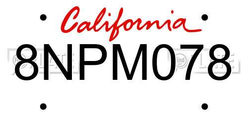 8NPM078 California License Plate