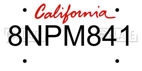 8NPM841 California License Plate