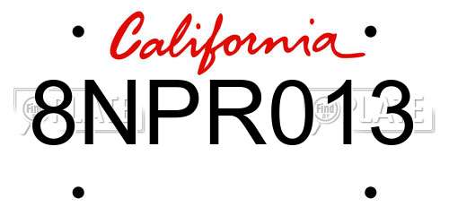 8NPR013 California License Plate