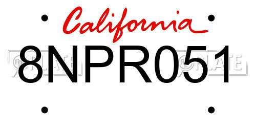 8NPR051 California License Plate