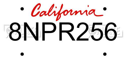 8NPR256 California License Plate