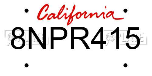 8NPR415 California License Plate