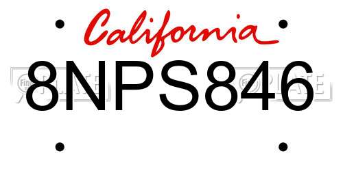 8NPS846 California License Plate