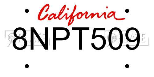 8NPT509 California License Plate