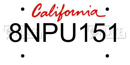 8NPU151 California License Plate