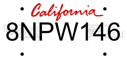 8NPW146 California License Plate