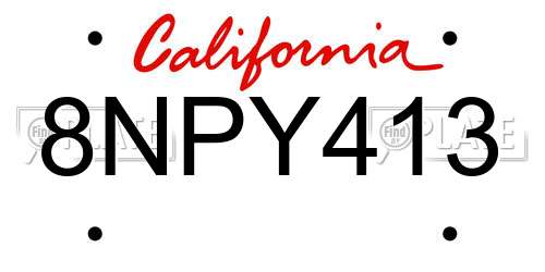 8NPY413 California License Plate
