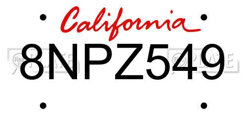 8NPZ549 California License Plate