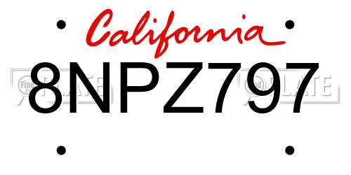 8NPZ797 California License Plate