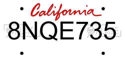 8NQE735 California License Plate