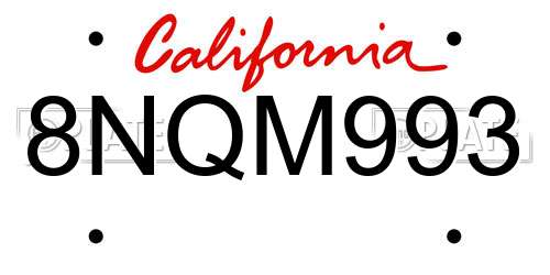8NQM993 California License Plate