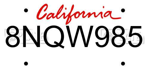 8NQW985 California License Plate