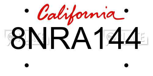 8NRA144 California License Plate