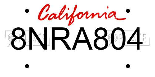 8NRA804 California License Plate
