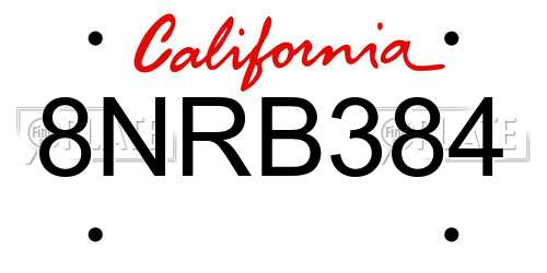 8NRB384 California License Plate