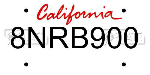 8NRB900 California License Plate