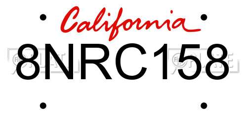 8NRC158 California License Plate