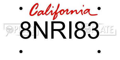 8NRI83 California License Plate