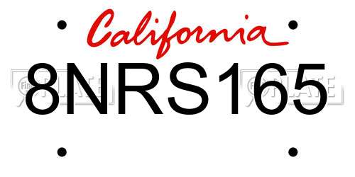 8NRS165 California License Plate
