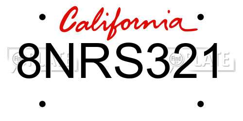 8NRS321 California License Plate