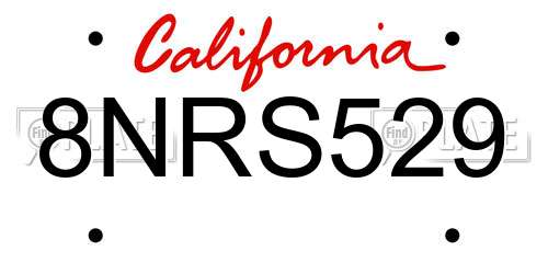 8NRS529 California License Plate