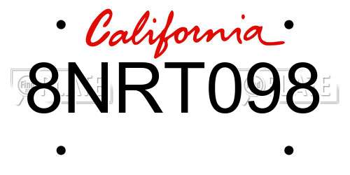 8NRT098 California License Plate