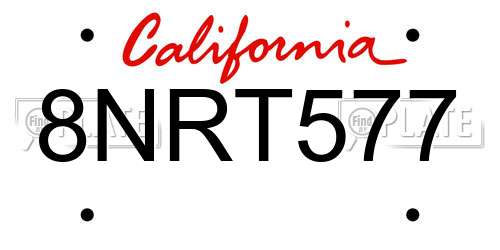 8NRT577 California License Plate