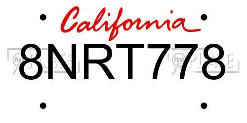 8NRT778 California License Plate