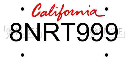8NRT999 California License Plate