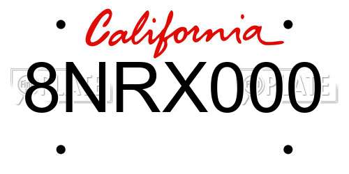 8NRX000 California License Plate