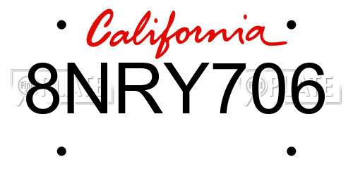 8NRY706 California License Plate