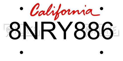 8NRY886 California License Plate