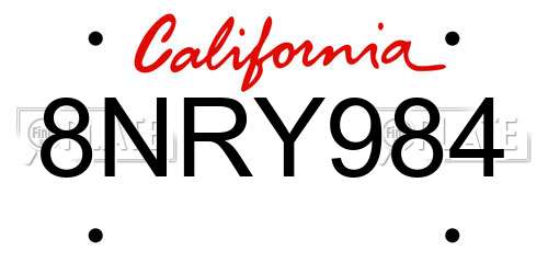 8NRY984 California License Plate