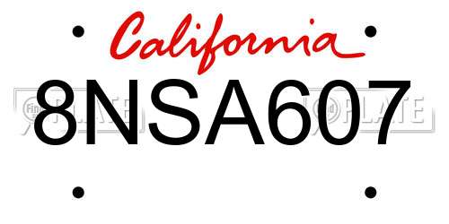 8NSA607 California License Plate