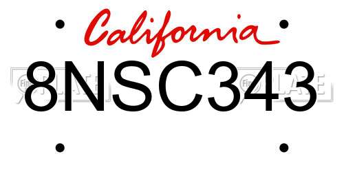 8NSC343 California License Plate