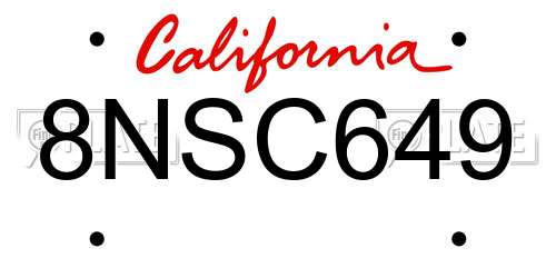 8NSC649 California License Plate