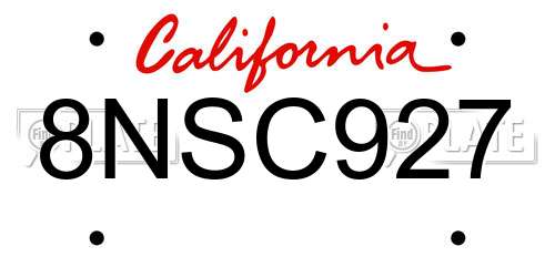 8NSC927 California License Plate