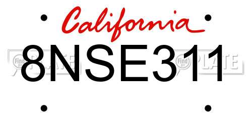 8NSE311 California License Plate