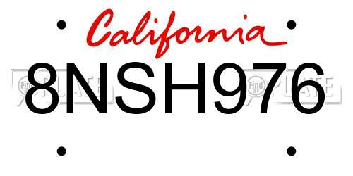 8NSH976 California License Plate