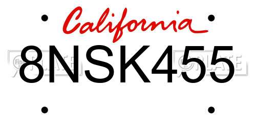 8NSK455 California License Plate
