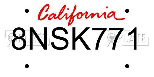8NSK771 California License Plate