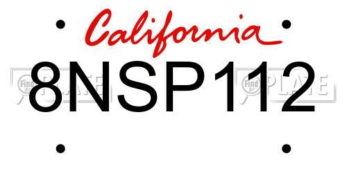 8NSP112 California License Plate