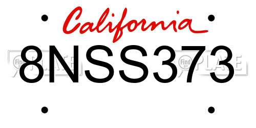 8NSS373 California License Plate