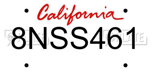 8NSS461 California License Plate