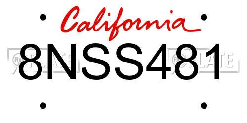 8NSS481 California License Plate