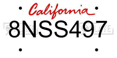 8NSS497 California License Plate