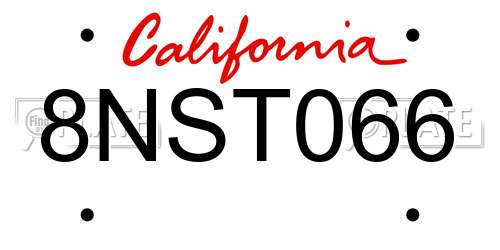 8NST066 California License Plate