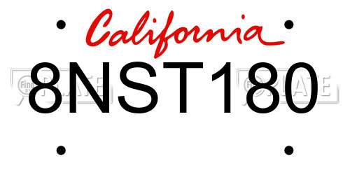 8NST180 California License Plate