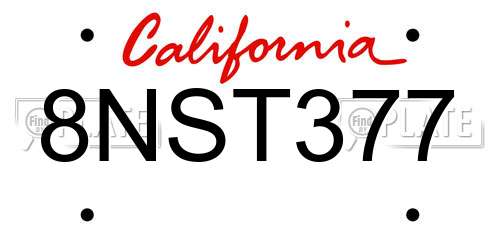 8NST377 California License Plate