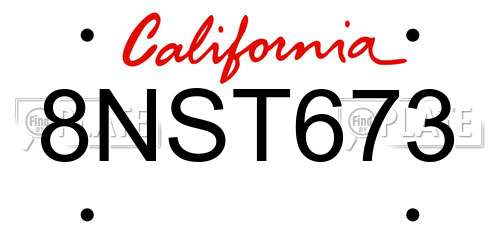 8NST673 California License Plate